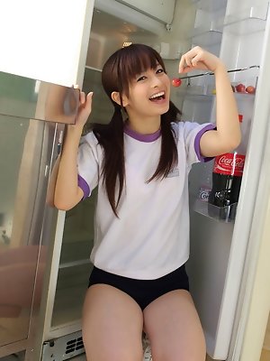 Hikari Yamaguchi Asian in shorts loves to play all over the house