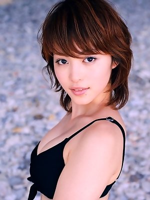 Stacked seductive asian hottie with milky white skin in a bikini